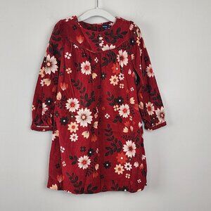 Gap dress 4T girls soft corduroy floral long sleeve fall burgundy red boho